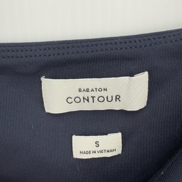 BABATON Contour Square Neck Navy Blue Crop Long Sleeve Minimalist Top sz S - Picture 5 of 7